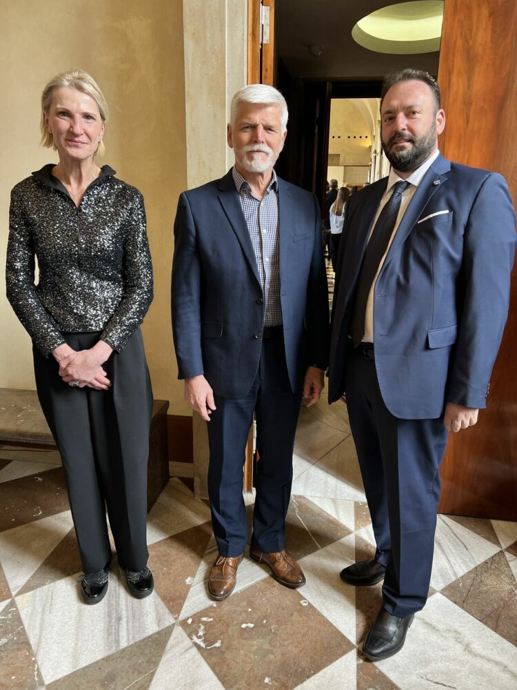 Sotiris Foutsis and Eva Anderova attend a ceremony at the Prague Castle and meet the Czech President
