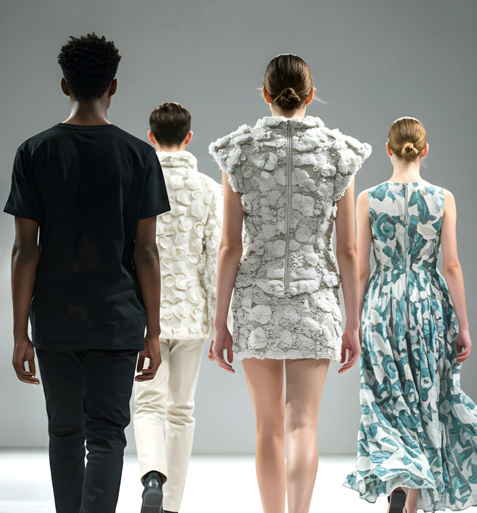 Fashion models presenting designs during a runway showcase